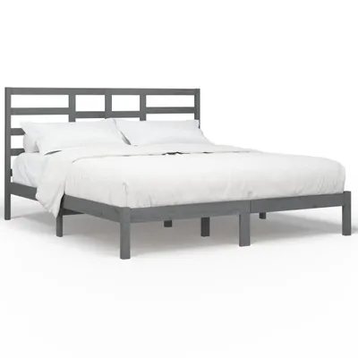 Produktbild von vidaXL Massivholzbett Grau 200x200 cm