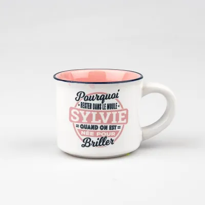 Espressobecher mit Untertasse aus Steingut, bunt, 2-teilig
