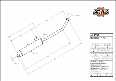 Immagine prodotto di LeoVince sistema di scarico completo SITO PLUS con omologazione, acciaio compatibile con Piaggio Ciao / P / PX / Ciao FL 50