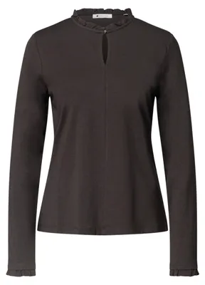 Produktbild von Street One LTD QR frill neck basic shirt black coffee 36