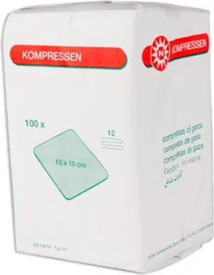 Zdjęcie produktu dla Kompresy z gazy NOBA niesterylne 12-warstwowe 100 sztuk 10 x 10 cm