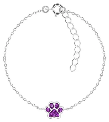 Produktbild von Armband Kinder: 925 Silber Armkette mit Pfote Lila