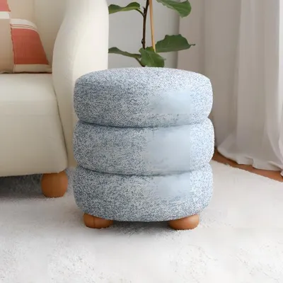 Produktbild von Fußhocker Hocker Puff Grau Ottomane Stoff Wohnzimmer Sitzhocker Sitzer