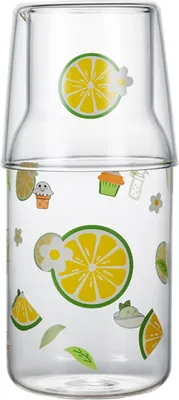 Produktbild von 1 Set Kaltwasserflasche für eine Person, Trinkkrug, Flasche, Becher, Eisteekessel, Saftkrug aus Borosilikatglas