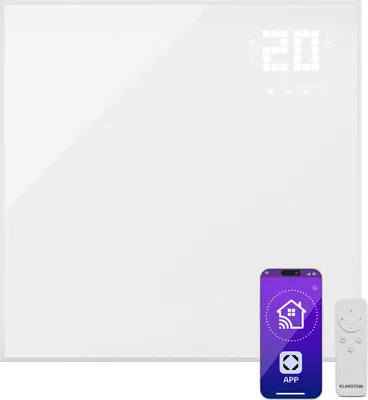 Image de Klarstein radiateur infrarouge avec thermostat, chauffage électrique 360 W, chauffage infrarouge connecté tableau pour montage mural, IR avec contrôle par application et détection de fenêtre ouverte, radiateur pour pièce humide sans CO2