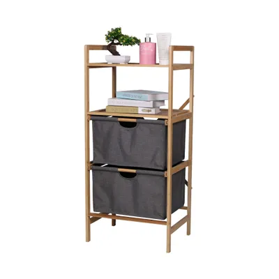 Produktbild von HI Badregal mit 2 Schubladen Multifunktional 42,3x33x96 cm Bambus