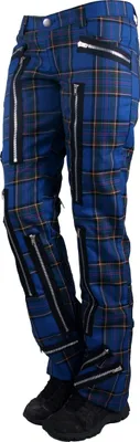 Produktbild von Damen Tartan Hose gerade geschnitten mit Reißverschlüssen und 6 Taschen