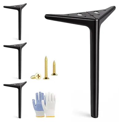 4 Möbelfüße Metall Schwarz 25 cm bis 700 kg