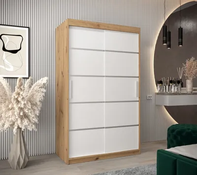 Obrázek produktu pro Šatní skříň ENNI - šířka 120 cm, dub artisan / bílá