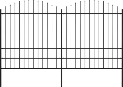 Produktbild von Gartenzaun mit Speerspitzen Stahl (1,75 - 2) x 3,4 m Schwarz