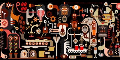 Produktbild von Tulup Glas-Bild -140x70- Wandkunst Dekorative Wand für Küche & Wohnzimmer - Kunst: modern & klassisch - Kaffeeproduktion - Mehrfarbig