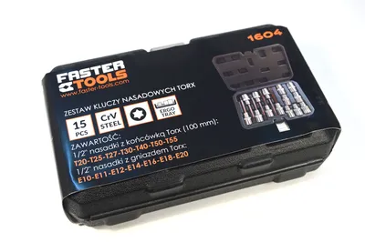 Produktbild von Faster Tools Steckschlüssel-Set, 14-teilig 1/2" Torx Stecknuss Einsätze Nüsse