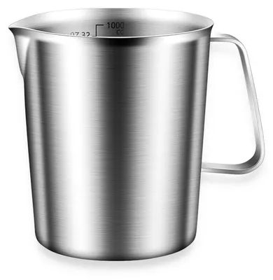 Produktbild von Edelstahl Messbecher 1L mit Griff und Markierung, 304 Edelstahl, spülmaschinengeeignet