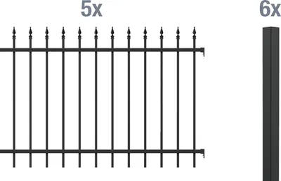 Produktbild von Alberts Zierzaun - Komplettset Chaussee, Höhe 100 cm, Länge 10 m, matt schwarz, zum Einbetonieren
