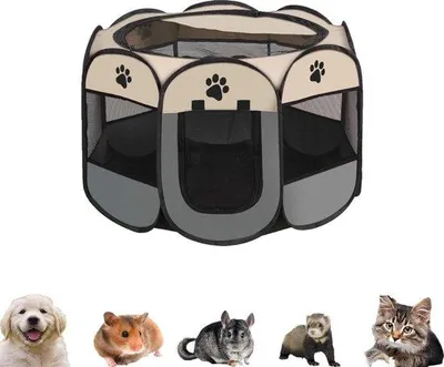 Produktbild von Famanu Faltbare Haustierbox - Tragbare Puppybox 74 x 74 x 43 cm - Grau