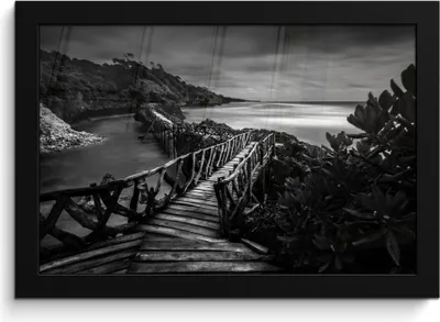 Produktbild von MuchoWow® MuchoWow® Gerahmtes Poster Indonesien - Brücke - Schwarz - Weiß 30x20 cm - Poster mit zchwarzem Bilderrahmen - Kunstdruck - Bild-Poster