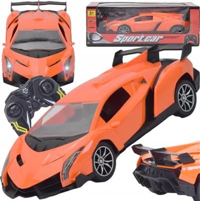 Zdjęcie produktu dla Lolex | Samochód RC - Model sportowy 1/18 - Pomarańczowy - Ze światłami LED i pilotem zdalnego sterowania - Idealny dla dzieci