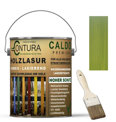 Produktbild von Contura Holzlasur Langzeitschutz Lasur + Pinsel Holz Außen Dauerschutzlasur Holzfarbe - 2,5Liter + Pinsel / Grün - 10.45