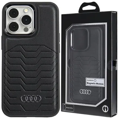 Produktbild von Audi Synthetic Leather MagSafe iPhone 15 Pro 6.1" schwarz hardcase AU-TPUPCMIP15P-GT/D3-BK Schutzhülle