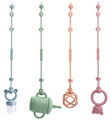 Productafbeelding van Siliconen rammelaars, BPA-vrij, 4 stuks, blauw, groen, oranje, boompasta