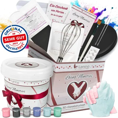 Produktbild von Lanino® XXL-Gipsabdruckset: Premium Handabdruck Set für Paare mit umfangreichem Zubehör | Ob zum Geburtstag, zum Jahrestag oder Valentinstag.