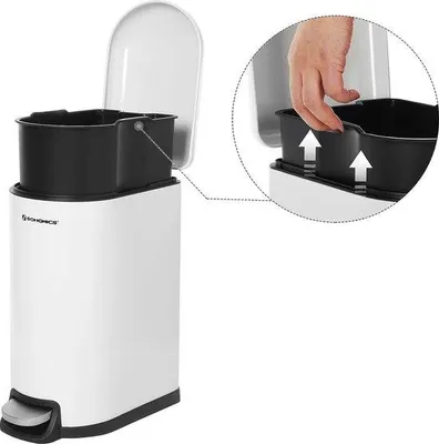 Produktbild von Famanu Abfalleimer 10 Liter - Weiß, Softclose