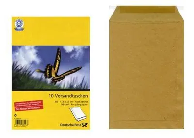 Produktbild von Deutsche Post - 10 Versandtaschen - B5 nassklebend ohne Fenster