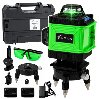 Produktbild von Laser-Wasserwaage, 4D, 16 Linien, mit Tasche, 2 Akkus, grün
