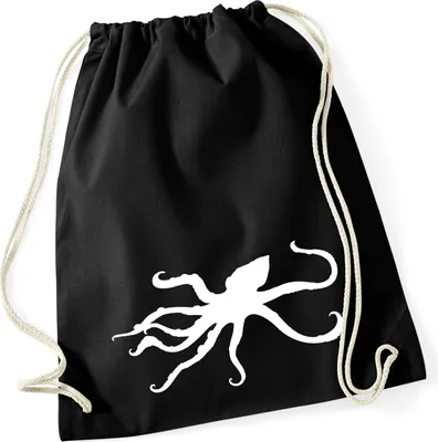 Produktbild von Huuraa Turnbeutel Oktopus Silhouette 12 Liter Black Baumwolle Rucksack Geschenkidee