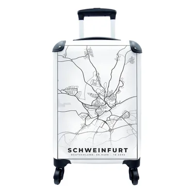 Produktbild von MuchoWow® Koffer Handgepäck Trolley Rollkoffer Kleine Reisekoffer mit 4 Rollen - Karte - Schweinfurt - Stadtplan - Cabin Size < 55x40x23 cm & 55x40x20 cm - Fotokoffer - Kabinenkoffer - Boardgepäck - Reise-Box - Reisekoffer - Reisegepäck - Koffer mit Bild - Trolley für Kinder