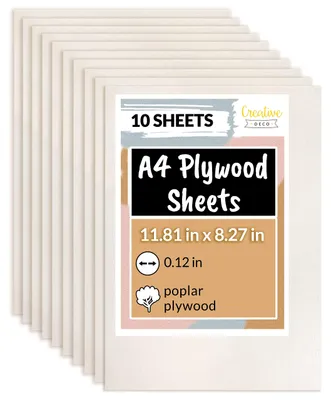 Productafbeelding van Creative Deco 10 x A4 Multiplex Platen 3mm, 300 x 210 x 3 mm (+/- 0.5 mm)