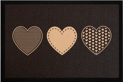 Produktbild von Fußmatte Willkommen Motiv Herzen Türmatte Deko Haustür Eingang rutschfest & waschbar Moonworks® beige-schwarz 60x40cm