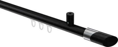 Produktbild von Interdeco Innenlaufstange / Gardinenstange mit Innenlauf Schwarz, Typ Sonius Verano (Schräge Bicolor) Deckenmontage, 20 mm Ø 1-läufig, 120 cm