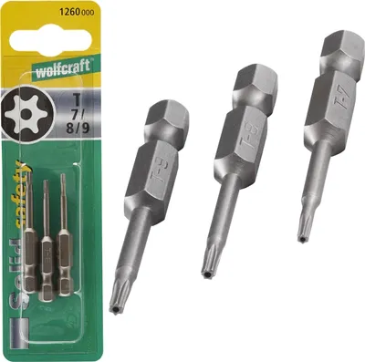 Zdjęcie produktu dla wolfcraft GmbH 4006885126008, 3 szt., Torx, 50 mm, 25,4 / 4 mm (1 / 4"), Sześciokątny