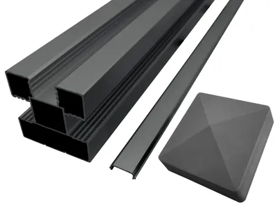 Produktbild von WPC Alu Pfosten Zaunpfosten Zaun Sichtschutzzaun anthrazit 240 x 6,8 x 6,8 cm