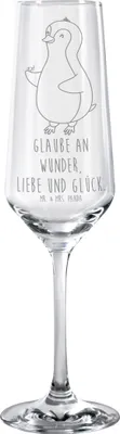 Produktbild von Mr. & Mrs. Panda Glas Pinguin Marienkäfer - Transparent - Geschenk, Sektglas graviert, Liebe, Glück, Aufmerksam, Champagnerglas, Sektkelch, Lebensfreude, Trinkglas