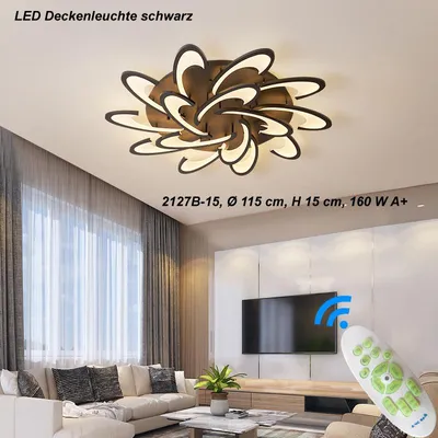 Produktbild von LED Deckenleuchte 2127Black-15 Ø 115 160 W mit Fernbedienung Lichtfarbe/ Helligkeit einstellbar Acryl-Schirm schwarz lackierte Metallrahmen