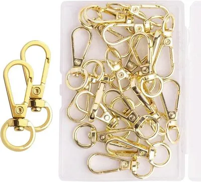 Productafbeelding van Draaibare karabijnhaakjes voor handtassen, 20 stuks, goud