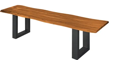 Produktbild von Sitzbank Baumkante 160 cm Cognac massiv Akazie schwarz ESRA