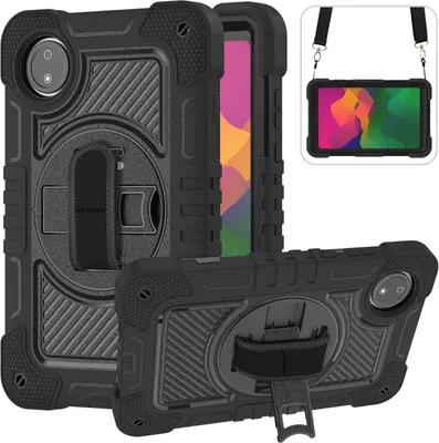 Produktbild von Für Xiaomi Redmi Pad SE 8.7 aufstellbare Outdoor Hybrid 360 Grad mit Halte-Schlaufe Tablet Tasche Schwarz
