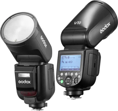 Obrázok produktu pre Godox V1Pro N blesk s okrúhlou hlavicou pre systém Nikon – TTL, HSS, 76 Ws, 2,4 GHz, 1,3 s
