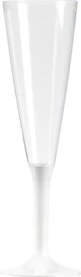 Obrázek produktu pro Plastové sklenice na šampaňské s bílým podstavcem 10 kusů transparentní-bílá 150 ml -