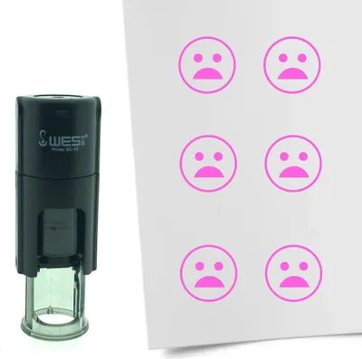 Immagine prodotto di Timbro CombiCraft Smiley Shocked rotondo da 10 mm - inchiostro rosa