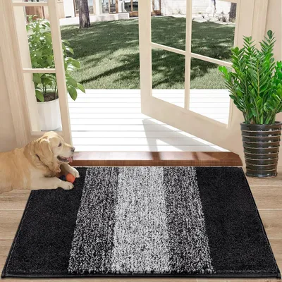 Obrázek produktu pro Podlahová rohož do interiéru i exteriéru, zachycující nečistoty, protiskluzová, vysoce savá, 40 x 60 cm, černá