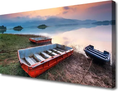 Produktbild von Tulup Leinwand-Bilder 100x50 Wandbild Canvas Kunstdruck Boot Landschaft
