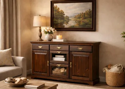 Produktbild von Sideboard Kommode aus Kiefernholz kolonialfarben lackiert Schrank Anrichte