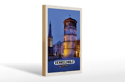 Produktbild von Holzschild Städte Düsseldorf Schlossturm Baukunst 20x30cm