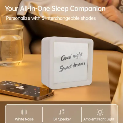 Produktbild von White Noise Sleep Sound Machine, Warm White Night Light, Wireless BT Speaker with 8 Soothing Sounds, 3-Level Brightness Adjustable, 15/30/60 Min