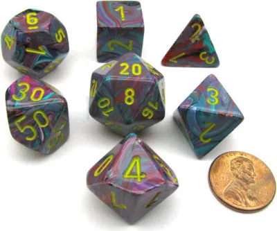Immagine prodotto di Chessex - Festive - Set di 7 dadi - Mosaico/giallo
