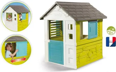 Produktbild von Smoby Gartenspielhaus Pretty Haus Spielhaus - Türkis und Grün, 98 x 110 x 127 cm